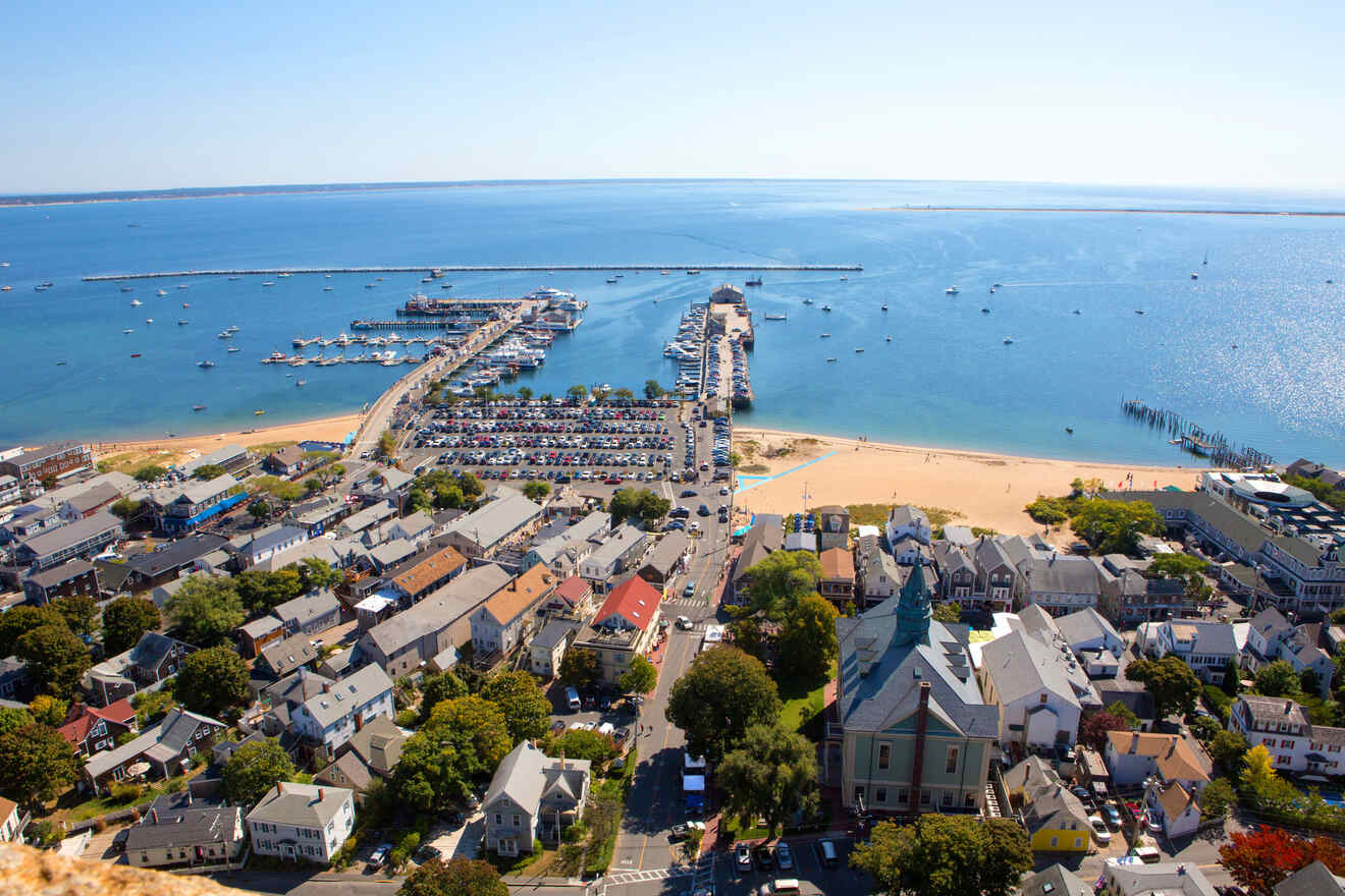 an areal view of Provincetown, the best neighborhood where to stay in cape cod